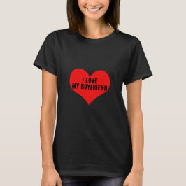 Ich Liebe mein Freund Boy Friend Red Heart Black T-Shirt