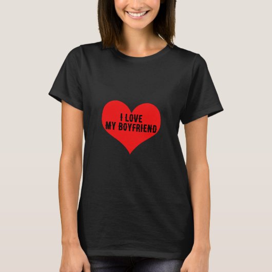 Ich Liebe mein Freund Boy Friend Red Heart Black T-Shirt (Vorderseite)