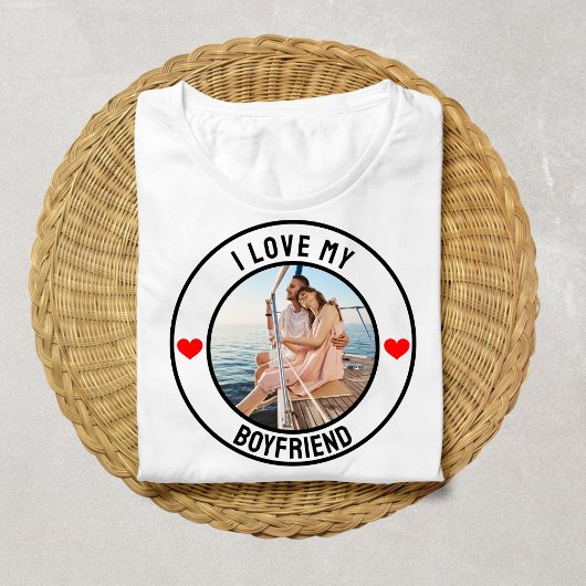 Ich Liebe mein Freund Custom Foto Geschenk für ihn T-Shirt