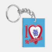 Ich Liebe Mein Freund Foto Red Heart Aquamarin Schlüsselanhänger (Vorderseite links)