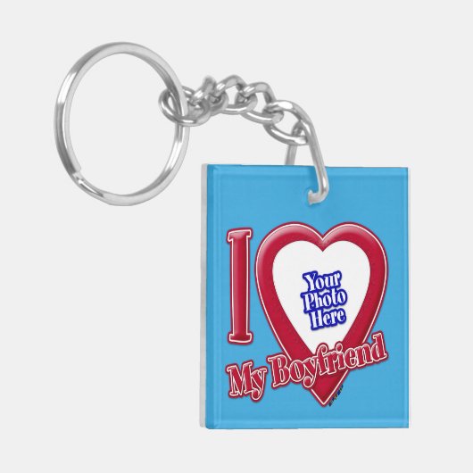 Ich Liebe Mein Freund Foto Red Heart Aquamarin Schlüsselanhänger (Vorderseite links)