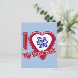 Ich Liebe Mein Freund Foto Red Heart Baby Blue Feiertagskarte