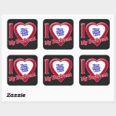 Ich Liebe mein Freund Foto Red Heart Black Quadratischer Aufkleber (Blatt)