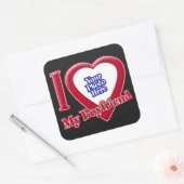 Ich Liebe mein Freund Foto Red Heart Black Quadratischer Aufkleber (Umschlag)