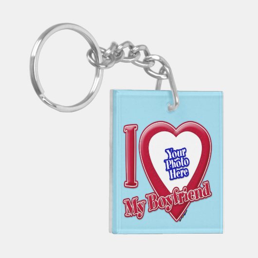 Ich Liebe Mein Freund Foto Red Heart Blue Horizon Schlüsselanhänger (Vorderseite links)