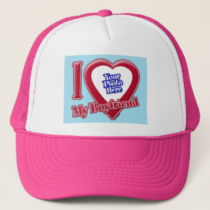 Ich Liebe Mein Freund Foto Red Heart Blue Horizon Truckerkappe