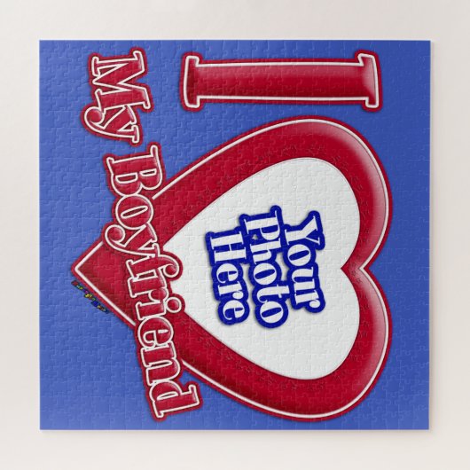 Ich Liebe mein Freund Foto Red Heart D R Blue Puzzle (Horizontal)
