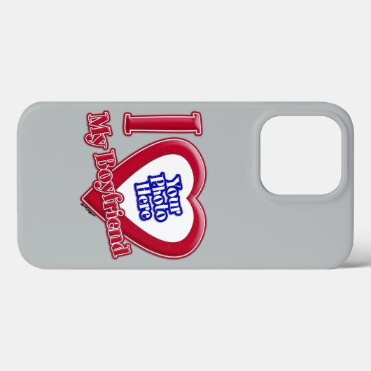 Ich Liebe mein Freund Foto Red Heart Grau Case-Mate iPhone Hülle (Rückseite (Horizontal))