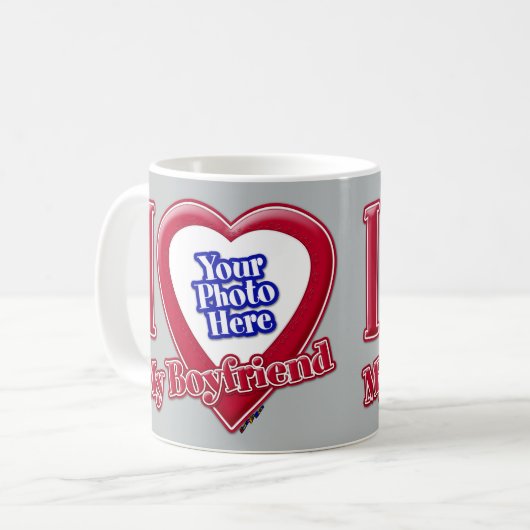 Ich Liebe mein Freund Foto Red Heart Grau Kaffeetasse (Vorderseite Links)