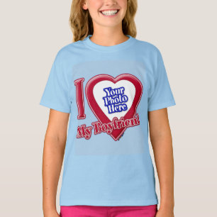 Ich Liebe mein Freund Foto Red Heart Light Blue T-Shirt