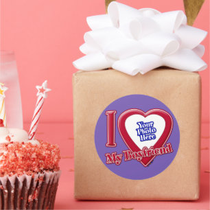 Ich Liebe Mein Freund Foto Red Heart Lila Runder Aufkleber