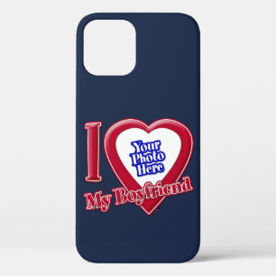 Ich Liebe mein Freund Foto Red Heart Navy Blue Case-Mate iPhone Hülle