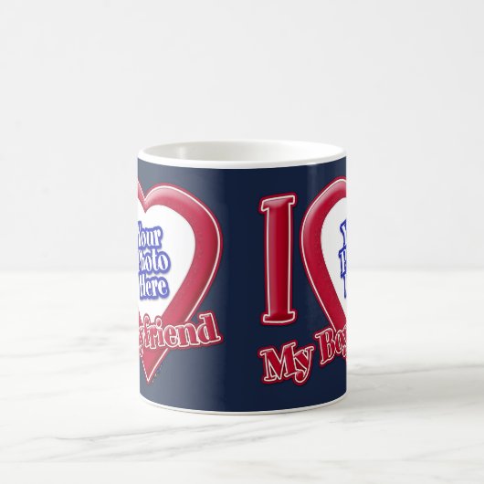 Ich Liebe mein Freund Foto Red Heart Navy Blue Kaffeetasse (Mittel)