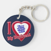 Ich Liebe mein Freund Foto Red Heart Navy Blue Schlüsselanhänger (Rückseite)