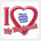 Ich Liebe mein Freund Foto Red Heart Quadratischer Aufkleber (Vorderseite)
