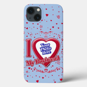 Ich Liebe mein Freund Foto Red Hearts Baby Blue Case-Mate iPhone Hülle