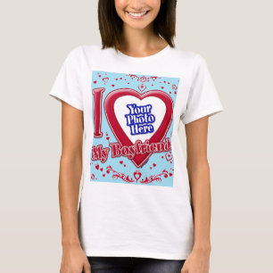 Ich Liebe mein Freund Foto Red Hearts Blue Horizon T-Shirt