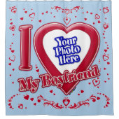 Ich Liebe mein Freund Foto Red Hearts Light Blue Duschvorhang (Vorderseite)