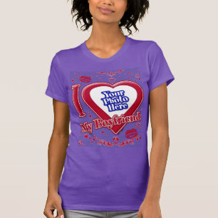 Ich Liebe Mein Freund Foto Red Hearts Lila T-Shirt