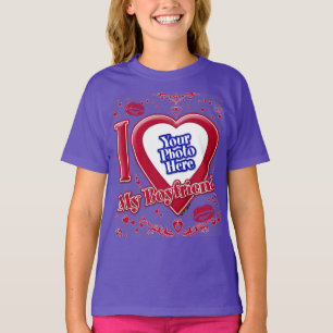 Ich Liebe Mein Freund Foto Red Hearts Lila T-Shirt