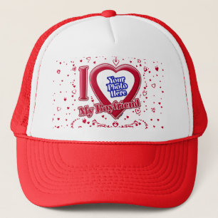 Ich Liebe mein Freund Foto Red Hearts Truckerkappe