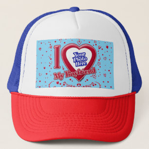 Ich Liebe Mein Freund Foto Red Hearts Türkis Truckerkappe