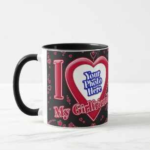 Ich liebe mein Freund Foto rote Herzen schwarz Tasse