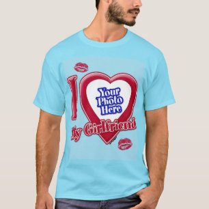 Ich liebe mein Freund Foto Rotes Herz Kuss Blau Ho T-Shirt