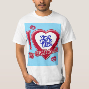 Ich liebe mein Freund Foto rotes Herz Kuss Türkis T-Shirt