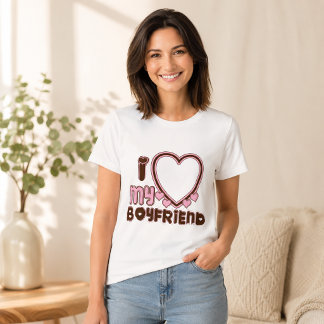 Ich liebe mein Freund Herz Braun Rosa T-Shirt