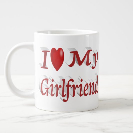 Ich Liebe Mein Freund niedlicher roter Text Jumbo-Tasse (Links)