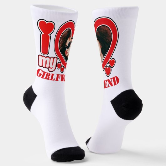 Ich Liebe Mein Freund Personalisiert Foto Text Socken (Gewinkelt)
