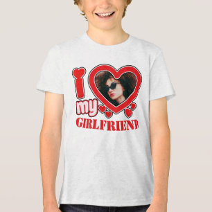 Ich Liebe Mein Freund Personalisiert Foto Text Tri-Blend Shirt