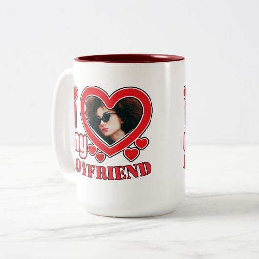 Ich Liebe Mein Freund Personalisiertes Foto Herzge Zweifarbige Tasse (Vorderseite Links)