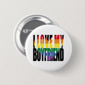 Ich Liebe Mein Freund Rainbow Heart Button (Vorne & Hinten)