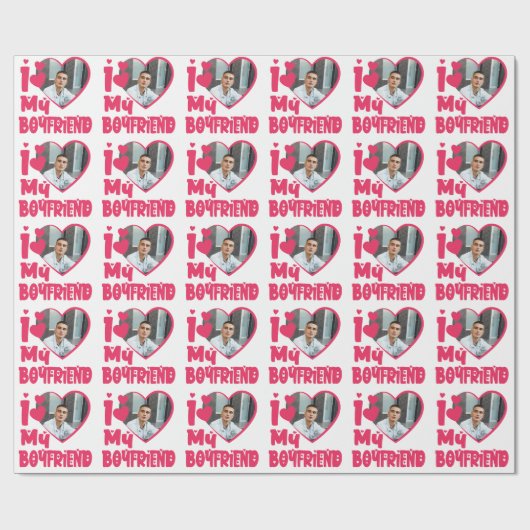 Ich Liebe Mein Freund Red Heart Custom Foto Geschenkpapier (Flach)