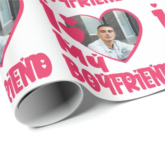 Ich Liebe Mein Freund Red Heart Custom Foto Geschenkpapier (Rolleneckpunkt)