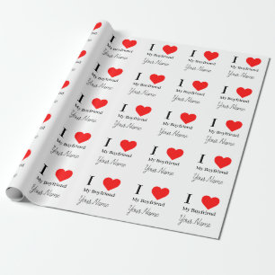 Ich Liebe Mein Freund & Red Heart Personalisiert Geschenkpapier