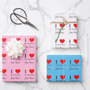 Ich Liebe Mein Freund & Red Heart Personalisiert Geschenkpapier Set