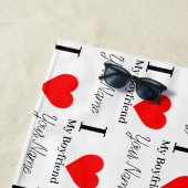 Ich Liebe Mein Freund & Red Heart Personalisiert Strandtuch (Beispiel)