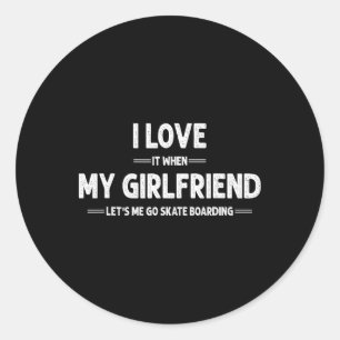 Ich liebe mein Freund Skateboard Skateboarding Ska Runder Aufkleber