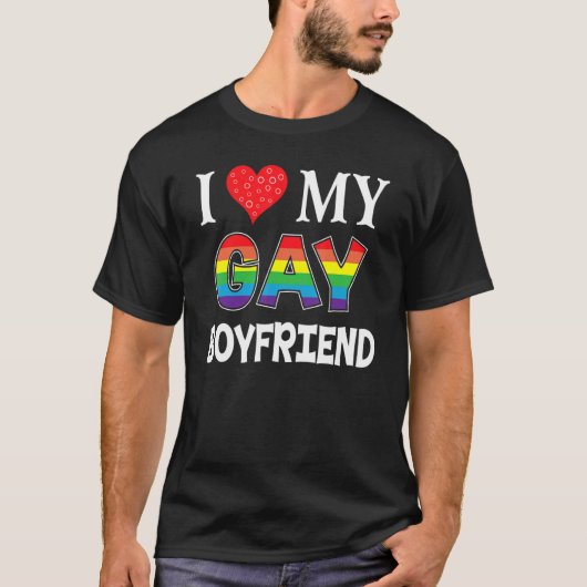 Ich Liebe mein Gay Boyfriend Lgbt Lesbian Rainbow  T-Shirt (Vorderseite)