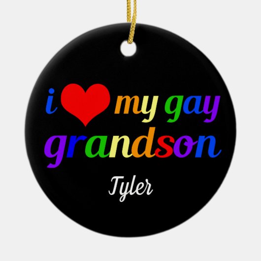 Ich Liebe Mein Gay Grandson Personalisiert Grandma Keramik Ornament (Vorne)