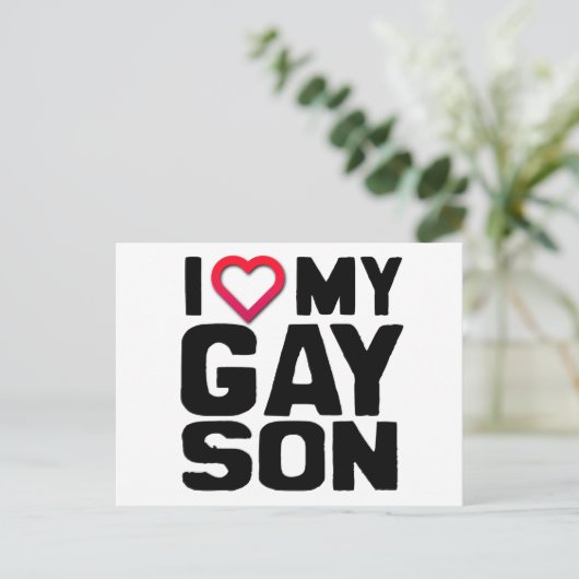 Ich Liebe mein Gay Son Postkarte (Stehend Vorderseite)