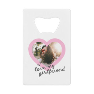Ich Liebe mein Girlfriend Custom Pink Valentines F Geldbeutel Flaschenöffner