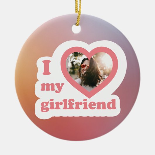 Ich Liebe mein Girlfriend Custom Retro Valentines  Keramik Ornament (Vorne)