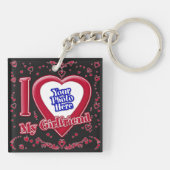 Ich Liebe mein Girlfriend Foto Red Black Schlüsselanhänger (Rückseite)