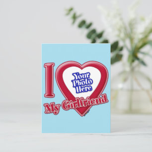 Ich Liebe mein Girlfriend Foto Red Heart Blue Hori Feiertagskarte