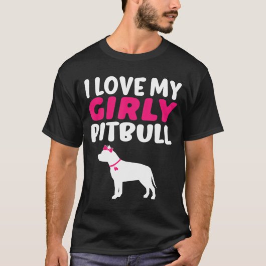 Ich Liebe mein Girly Pitbull-Niedlicher Hund T-Shirt (Vorderseite)