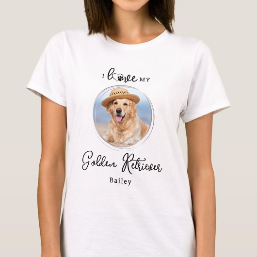Ich Liebe mein Golden Retriever Personalisiert Hun T-Shirt
